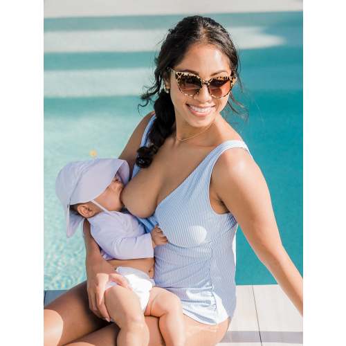 Crossover Maternity & Nursing Tankini | Coastal Stripe