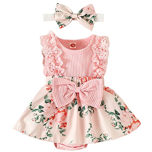 Mubineo Baby Girl Summer Clothes Outfits Sleeveless Lace Floral Romper Dress Newborn Outfit