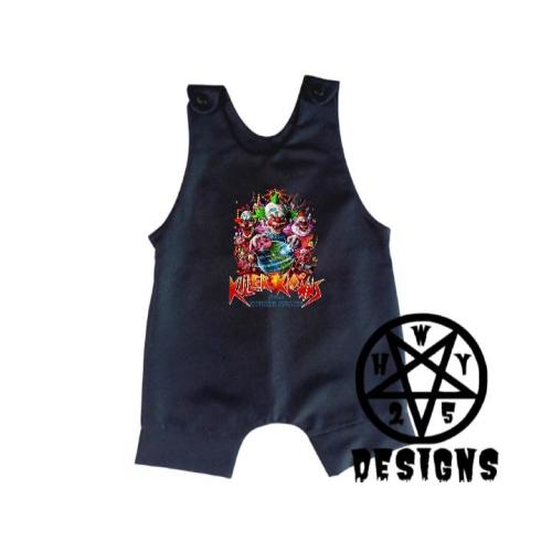 Killer Klowns Clowns from Outer Space Horror Overall Cuffed Romper Jumpsuit