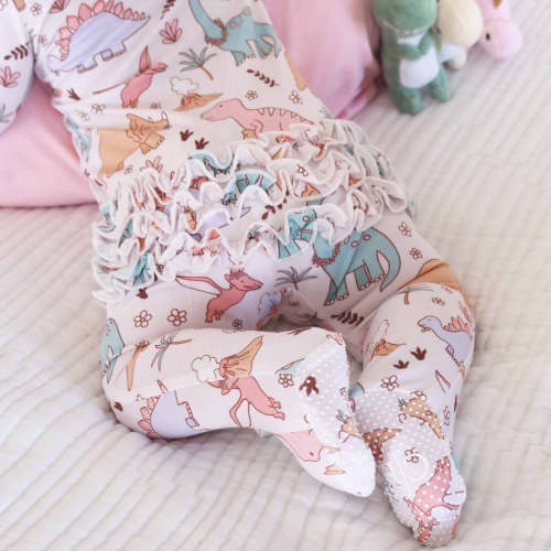 Dolly's Dinos Ruffle Zipper Footie