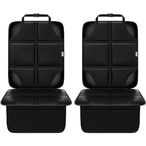 Meolsaek Car Seat Protector, Non-Slip Padded Backing Will Not Leave Imprint, Thickest Carseat Seat Protector for Child Car Seat 2 Pack for SUV, Sedan, Truck, Leather Car Seat 15mm (Black)