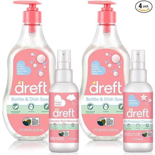 Dreft mBaby, Bottle and Dish Soap, Plus Travel Size All Purpose Spray and Laundry Stain Remover, Hypoallergenic