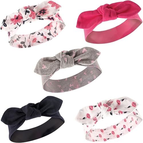 Hudson Baby Unisex Cotton and Synthetic Headbands, Botanical, 0-24 Months
