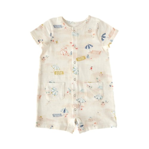 Beach Print Organic Cotton Romper, 0-3M