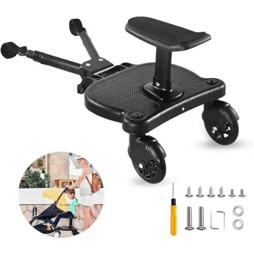 Universal Stroller Board - Stroller Attachment for Toddler to Ride,Detachable 2 in1 Sit and Stand Toddler Stroller Connectors,Holds Children Up to 55 LBs Stroller Seat Attachment.(Black)