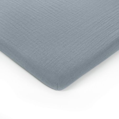 Muslin Fitted Bassinet Crib Sheet, Extra Soft 100% Muslin Cotton Bassinet Sheets by Comfy Cubs - Pacific Blue