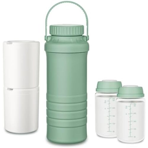 Portable Breast Milk Cooler Bottle - 22oz Breastmilk Chiller for Outdoor Travel Mom, Keeps Milk Fresh Cooling for 24 Hours, Breastfeeding Essentials with 2pcs Bottle for Breastmilk Storage