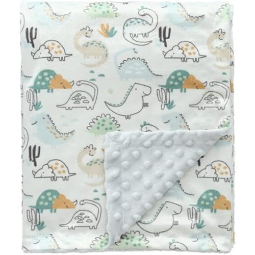 CREVENT Fuzzy Baby Nursery Blanket for Boys Soft Plush Receiving Gift for Newborns, All Season Use - Dinosaur 30x40 Inches