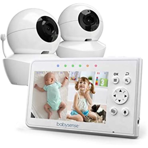 Babysense Baby Monitor, 4.3" Split Screen, Video Baby Monitor with Two Cameras and Audio, Remote PTZ, 960ft Range (Open Space), Adjustable Night Light, Two-Way Audio, Zoom, Night Vision, Lullabies - 1 Count (Pack of 1)