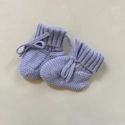 Lilac Cotton Knitted Baby Booties