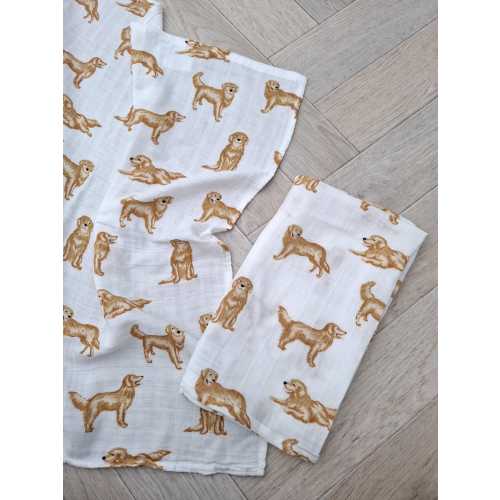 Golden Retriever Muslin Square or Swaddle | Baby Burp Cloth