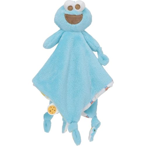Kids Preferred Sesame Street Cookie Monster Blanky Made of Soft Material with Knotted Corners and Pacifer Loop for Babies and Infants