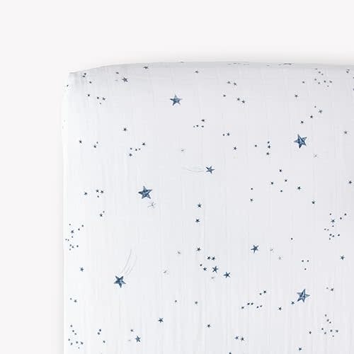 Little Unicorn Premium Crib Sheet | Breathable & Super-Soft Muslin Fabric (Shooting Stars)