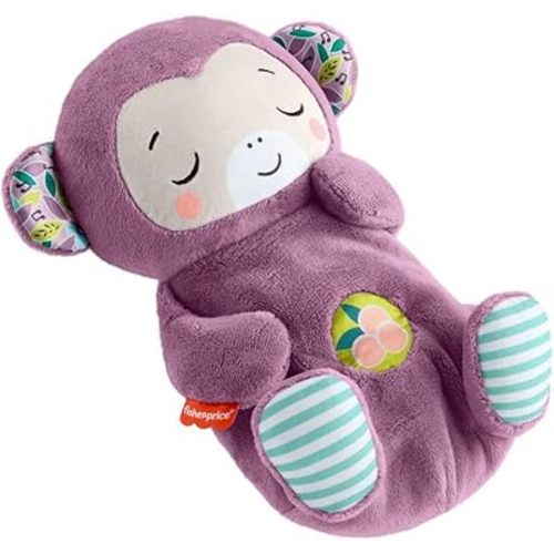 Fisher-Price Baby Toy Soothe ‘n Snuggle Purple Monkey Plush Portable Sound Machine with Breathing Motion & Lights for Newborns Ages 0+ Months
