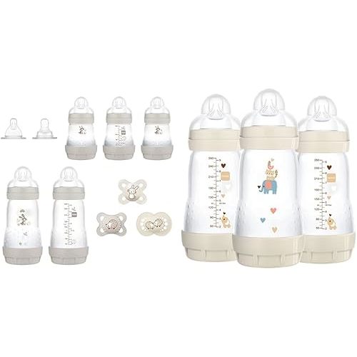 MAM Newborn Essentials Gift Set with Anti-Colic Bottles, 10 Pieces & Easy Start 9 oz 3 Pack Medium Flow Bottles