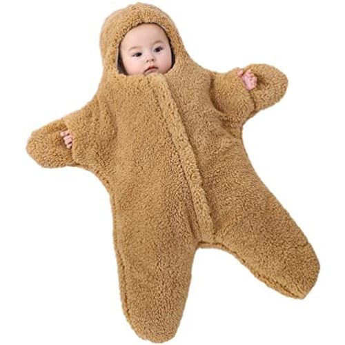 Newborn Baby Boy Girl Winter Jumpsuit Outfit Hooded Onesie Thick Bodysuit Romper Cartoon Starfish Panda Coat