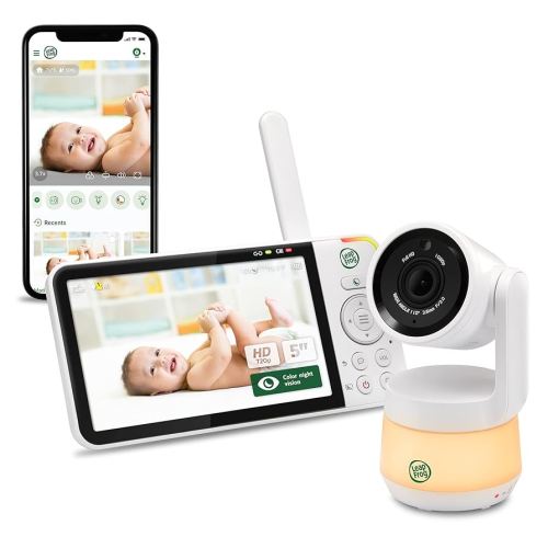 LeapFrog LF925HD 1080p WiFi Remote Access 360 Degree Pan & Tilt Video Baby Monitor with 5” High Definition 720p Display, Night Light, Color Night Vision (White), One Size