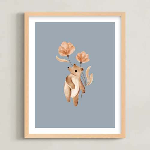 Bear with Flowers Open Edition Children's Art Print by Vivian Yiwing
