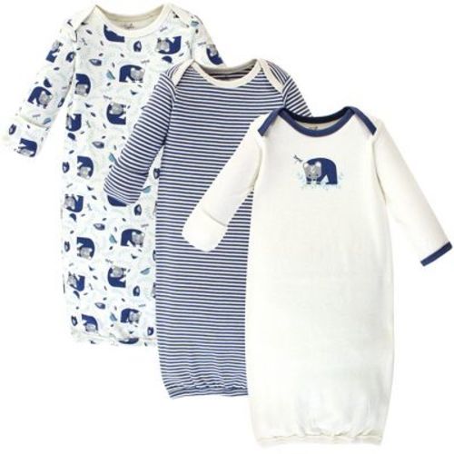 Touched by Nature Baby Boy Organic Cotton Long-Sleeve Gowns 3pk, Woodland, 0-6 Months