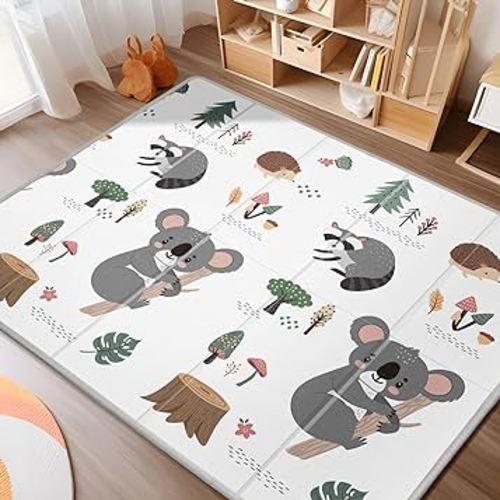 Baby Play Mat, PIGLOG Extra Large Foldable Play Mat for Babies and Toddlers, Infants, Upgraded Tear Proof Baby Crawling Mat, Reversible Waterproof Portable Playmat for Indoor Outdoor 71" x 79", Koala