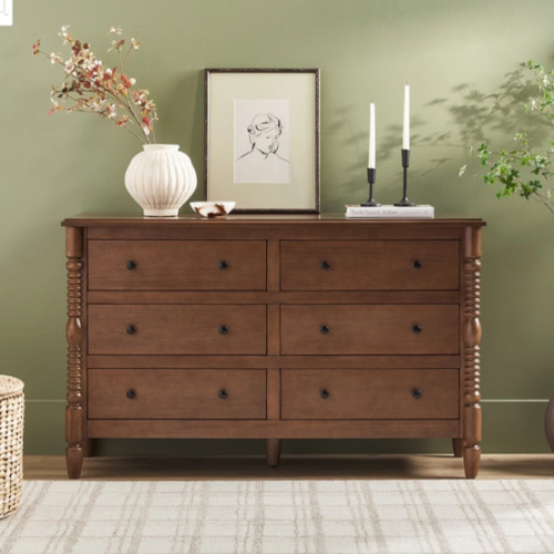 Walker Edison Easy Assembly 6-Drawer Dresser with Wood-Turning Details