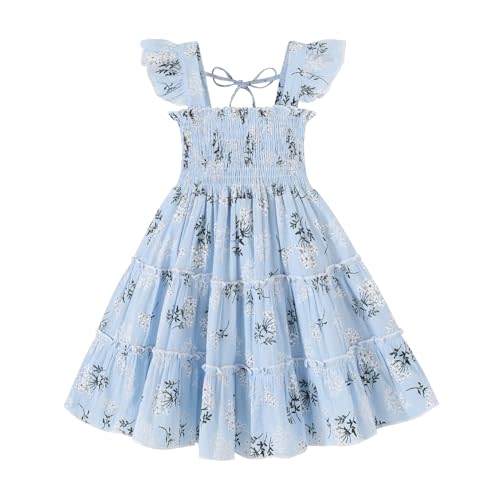 YOUNGER TREE Toddler Girl Dress Baby Girls Summer Clothes Ruffle Sleeve Floral Smock Beach Boho Dresses Sundress