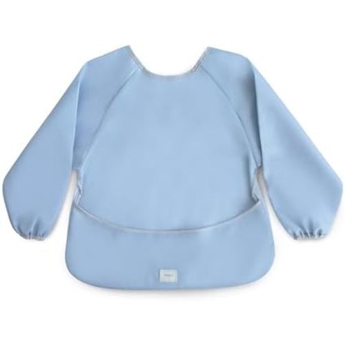 mushie Long Sleeve Baby Bib | Water Resistant Adjustable Fit for Ages 6-24 Months