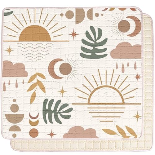 Baby Play Mat, 50x50 Playpen Mat with Super Soft Touch, Activity Mat with Upgraded Anti-Slip Bottom, Machine Washable Crawling Mat for Floor & Picnic (Boho Nature) - 50"x50"