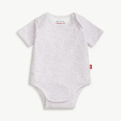 Magnetic Me lilac foliage organic cotton magnetic bodysuit, 9-12M
