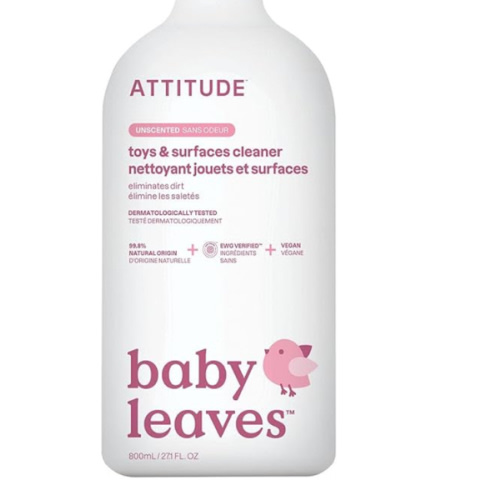 ATTITUDE Toy and Surface Cleaner, EWG Verified Multi-Surface Products, Vegan, Naturally Derived Multipurpose Cleaning Spray, Unscented, 27.1 Fl Oz