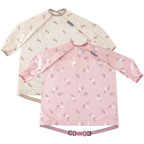 BIBaDO - Long Sleeve Baby Bibs - Babies & Toddlers 6-36 Months - Coverall Baby Led Weaning Bib - Easy Wipe, Soft & Waterproof
