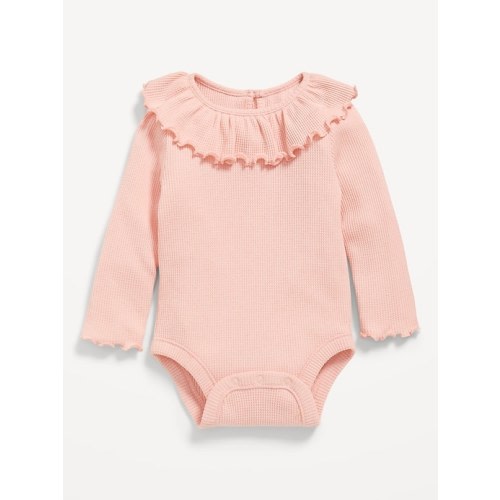 Long-Sleeve Ruffle-Trim Thermal-Knit Bodysuit for Baby