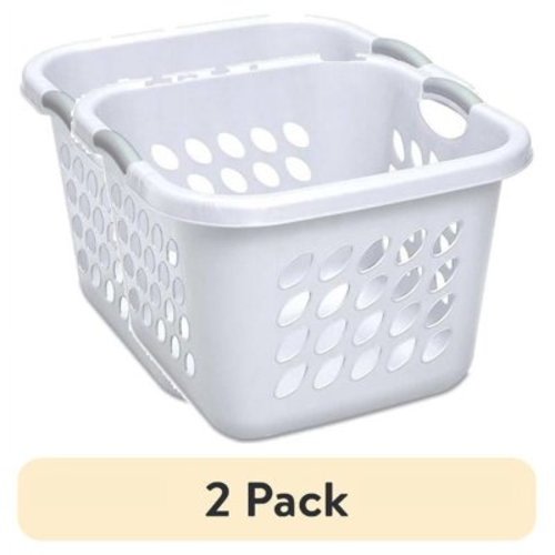 (2 pack) Sterilite 1.5 Bushel Ultra™ Square Laundry Basket Plastic Adult, White