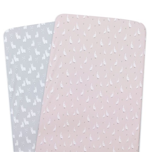 Bubba Blue Provincial Bedside Sleeper Fitted Sheet 2 Pack Blush/Grey