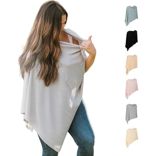 Breathable Nursing Cover Up for Breastfeeding - Privacy Nursing Covers - Improved Ponchy by Gold Mamas - Newborn Essentials Must Haves - TrueGray