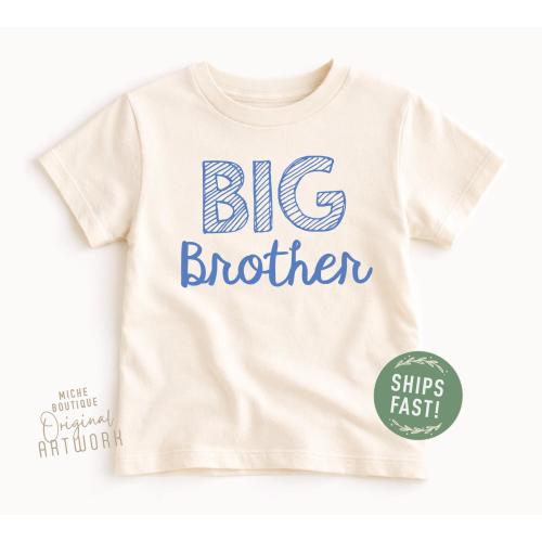Big Sister and Brother Shirt, Matching Sibling Shirts, Baby Announcement, Soft Natural Color Cotton