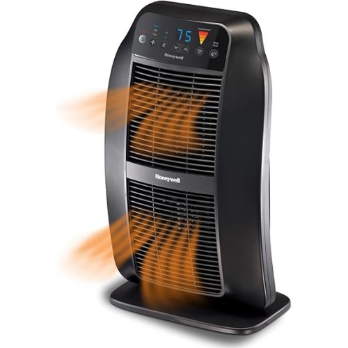 Honeywell HeatGenius Ceramic Heater, Black – Easy to Use Space Heater with Multi-Directional Heating, Digital Controls and Programmable Thermostat