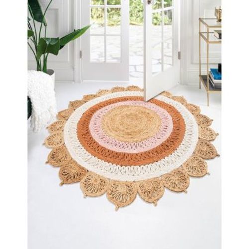 Unique Loom 2' 0 X 2' 0 Punita Braided Jute Round Area Rug