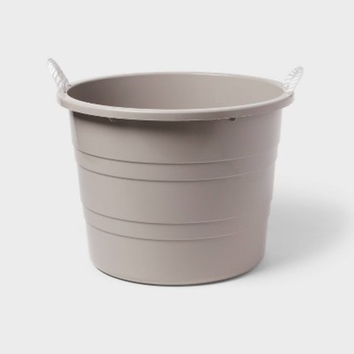 Plastic Kids' Storage Bin with Woven Handles Gray - Pillowfort™