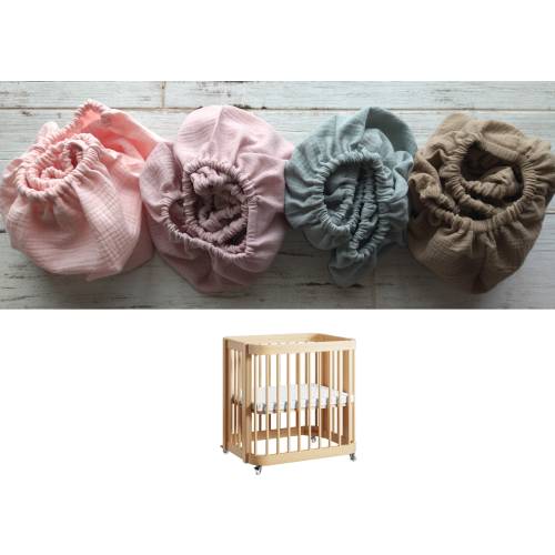 For Nestig Mini Crib Sheets, Muslin Fitted Sheet for Baby Mini Crib / Fitted Sheet for Custom Size / Organic Cotton Bedside Crib Bedding