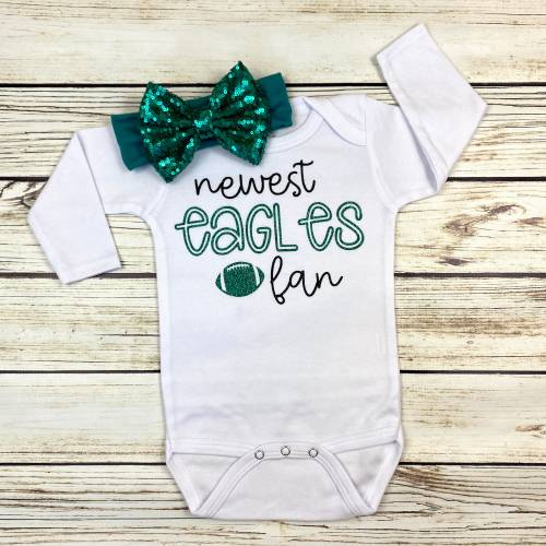 Newest Eagles Fan Football Bodysuit Outfit For Baby Girl