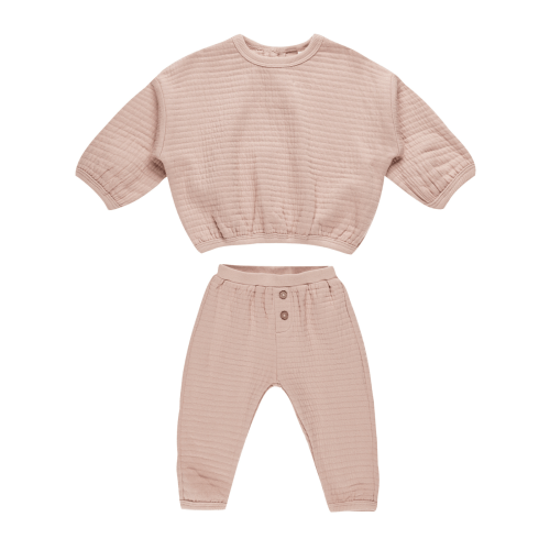 Textured Sweat Set, Blush
