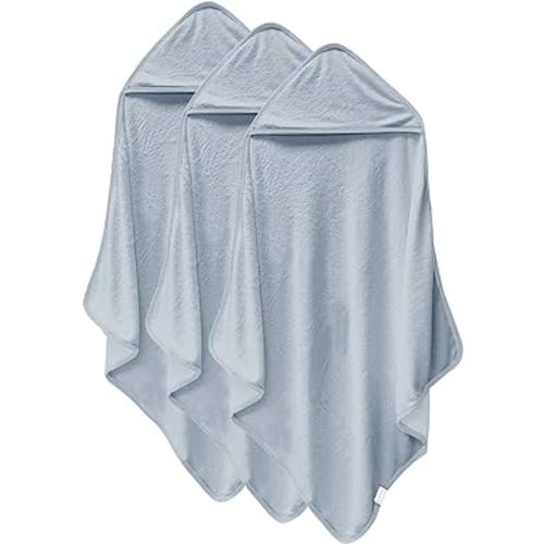 Cosy Family 3 Pack Baby Hooded Towels, Rayon Made from Bamboo, Ultra Soft Unisex Bath Towels for Babies,Toddler,Infant - Newborn Essential - Ultra Absorbent Toddler Towels for Baby Boy Girl - Grey