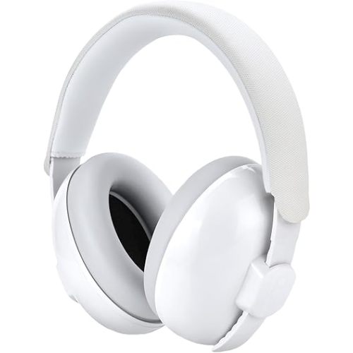 HZ002 Baby Ear Protection, Noise Cancelling Headphones for Babies and Toddler 3 Months up to 24 Months, Baby Earmuffs for Fireworks, Sleeping, Concerts, Plane - White