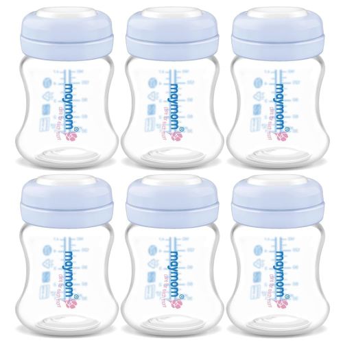 Maymom Wide-Mouth Milk Storage Collection Bottle with SureSeal Sealing Disk; Compatible with Spectra/Motif Luna/Ameda MYA/Bellababy Pumps. Can Replace Spectra S1 S2 Bottles, 6 pc (4.7Oz/140mL, 6pc)