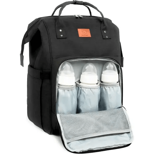 KeaBabies Baby Diaper Bag Backpack - Large Baby Bag for Boys, Girls, Waterproof Multi Function Travel Diaper Backpack with Changing Pad, Durable Travel Essentials for Moms and Dads (Trendy Black)