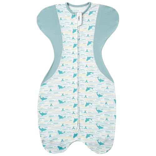 Swaddle for Newborns, Baby Swaddles 0-3 Months 5-13lb, Arms Up Swaddle 0-3 Months Newborn with Moisture-Wicking Fabric, Promotes Healthy Hip Development, 2-Way Zipper , 1Pack(Whales and the sea)
