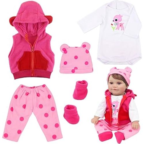 UNICORN ELEMENT 5 Pcs Baby Doll Clothes Set for 20-22 Inch Dolls, Cute Pattern Baby Doll Accessories with Hat Shoes for Girl Gifts (Dolls Not Included)