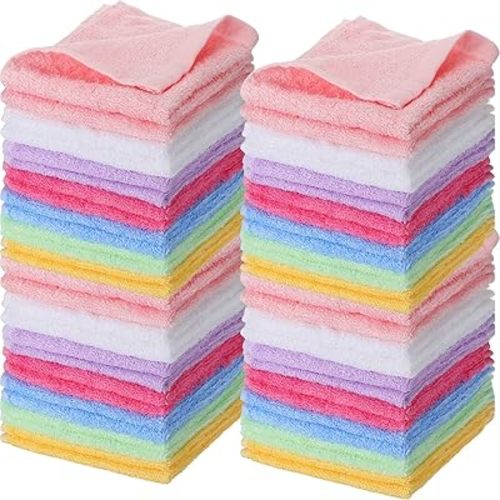 Newwiee 40 Pcs Cotton Face Wash Cloths,10 X 10 Inch,Multicolor