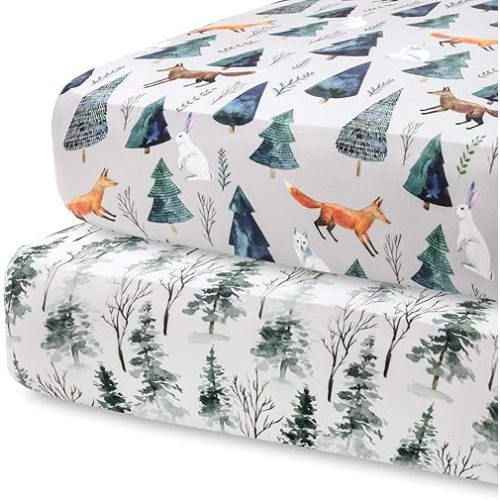 Pobi Baby - 2-Pack Fitted Crib Sheets for Boys, Girl - Baby Crib Sheets Neutral - Crib Mattress Sheet - Ultra-Soft Cotton Crib Sheets, Toddler Bed Sheets, Baby Boy Crib Sheets (Magical)